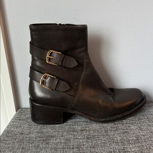 Dark Brown Leather Italian Ankle Boots Size 39/8